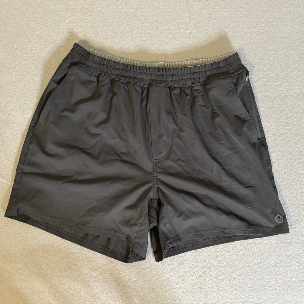 Tasc Recess 5" 2-in-1 Shorts Mens Large Gray Lined 5” Drawstring Performance Gym